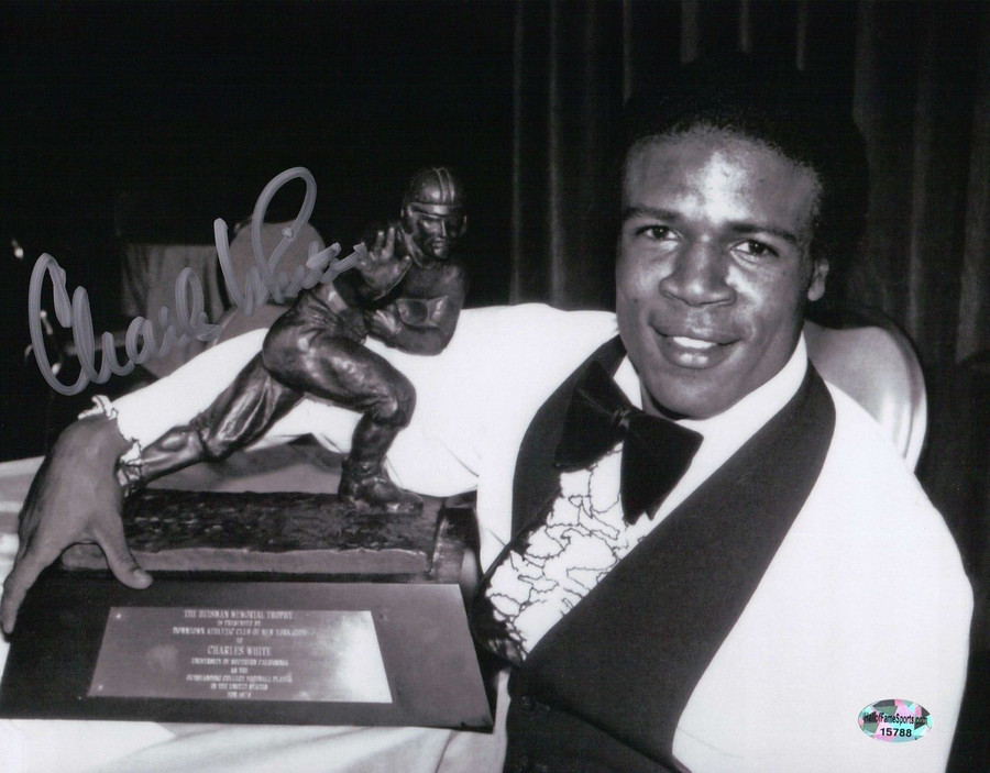 Charles White Signed 8X10 Photo Autograph USC with Heisman Trophy Auto w/COA
