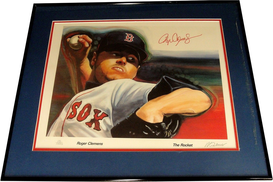 Roger Clemens Hand Signed Auto Framed 11"x14" Photograph Red Sox The Rocket COA