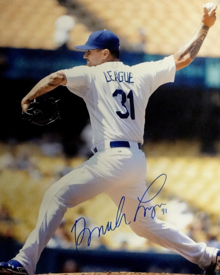 Brandon League Hand Signed Autographed 16x20 Photo LA Dodgers In Wind Up II
