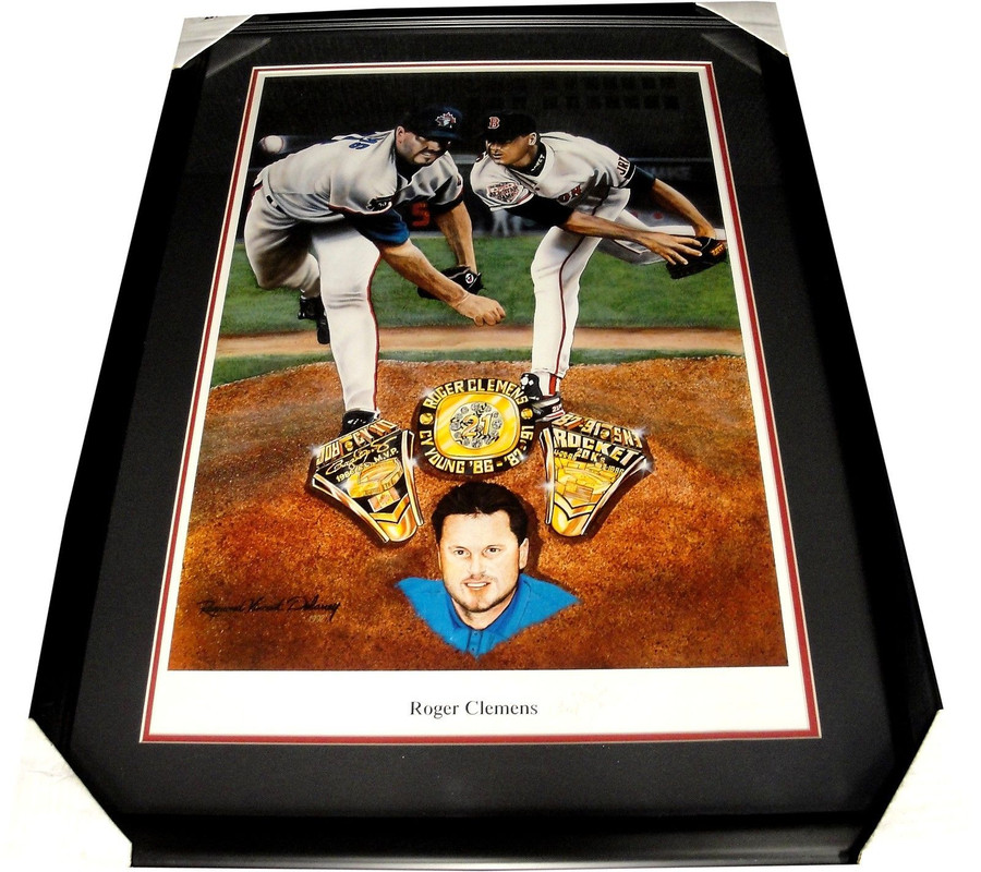Roger Clemens Hand Signed Auto Framed 20"x24" Photograph Red Sox The Rocket Ring