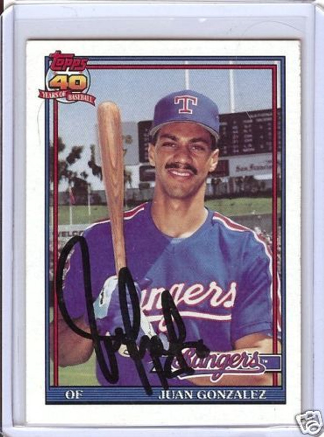 Juan Gonzalez 1991 Topps Certified Signed Auto GAI