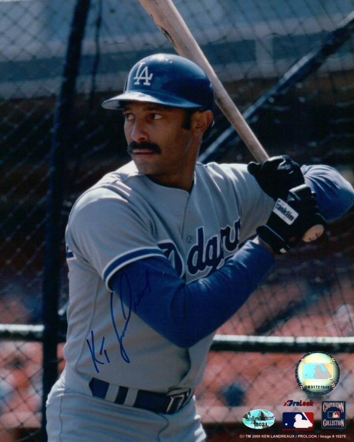 Ken Kenny Landreaux Signed 8X10 Photo Autograph Dodgers in Cage Center Auto COA