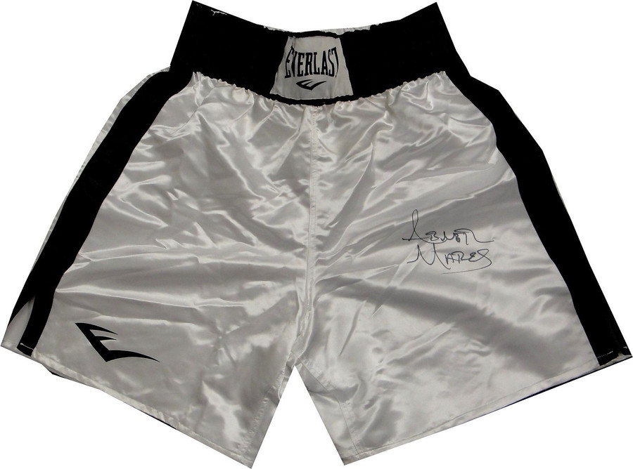 Abner Mares Hand Signed Autographed Everlast Boxing Trunks White Size XXL