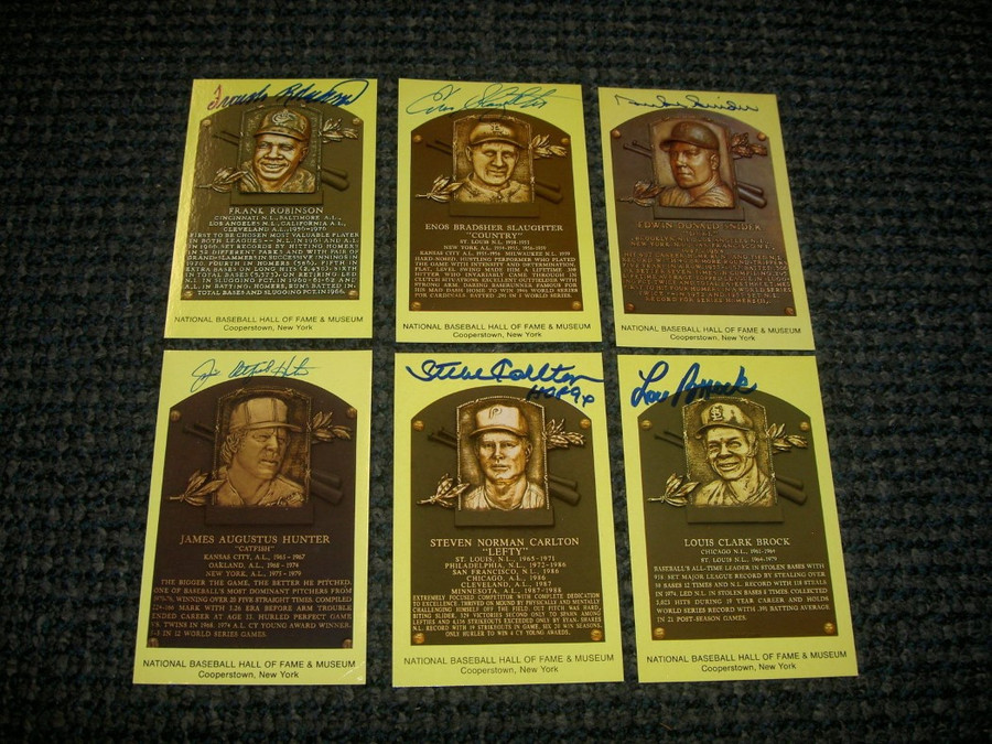 Enos Slaughter Signed Autograph Original Hall Of Fame Yellow Postcard W/COA