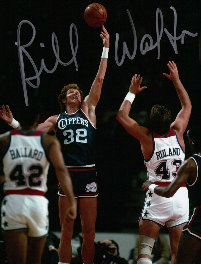 Bill Walton Signed 8X10 Autograph Photos Clippers Jump Ball Photo Auto w/COA