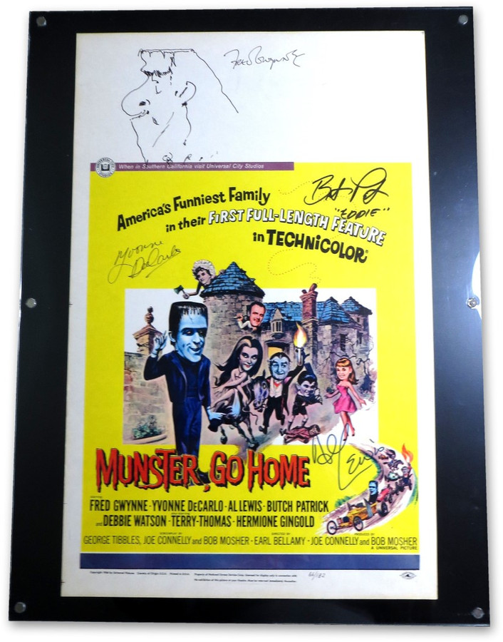 The Munsters Signed Cast Autographed Custom Framed Poster Gwynne DeCarlo JSA LOA