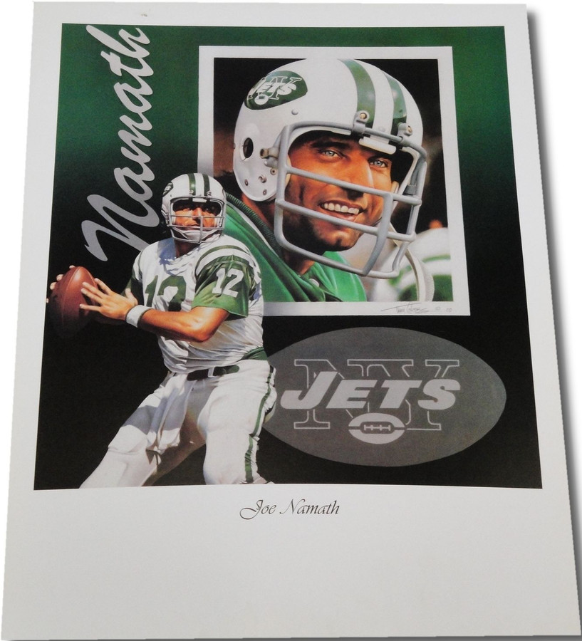 Joe Namath UNSIGNED 18"x24" Print New York Jets Brodway Joe #12 Dual Action Pose