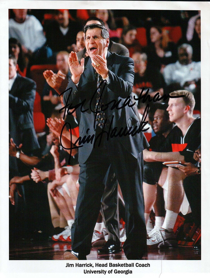 Jim Harrick Signed Autographed 8/5X11 University of Georgia Photo to Jonathan