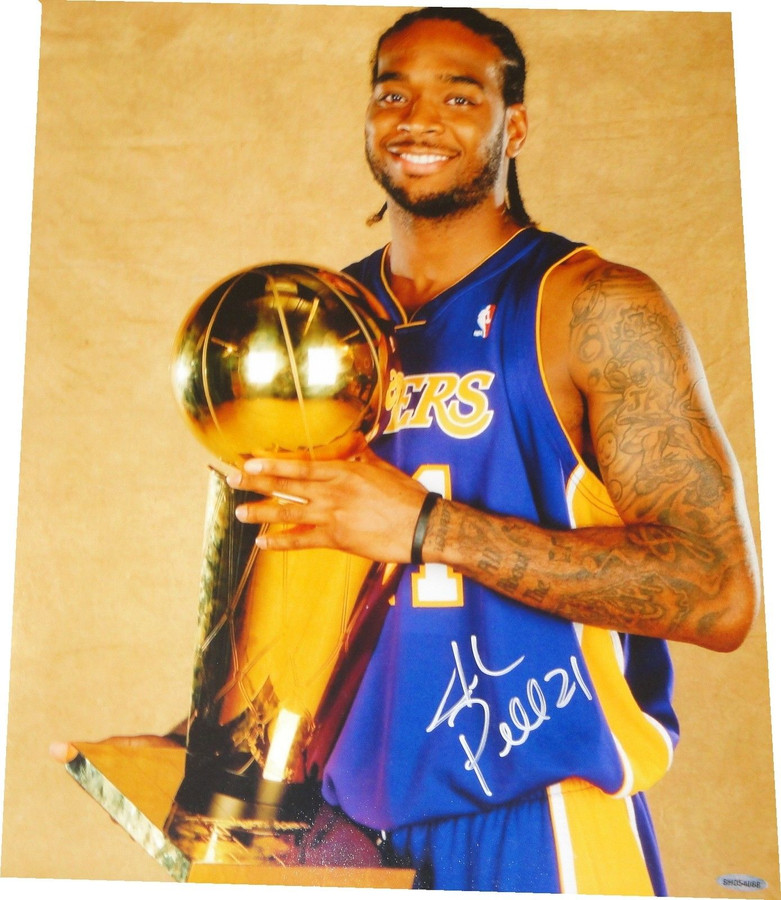 Josh Powell Hand Signed Auto 16x20 Photograph Los Angeles Lakers trophy UDA