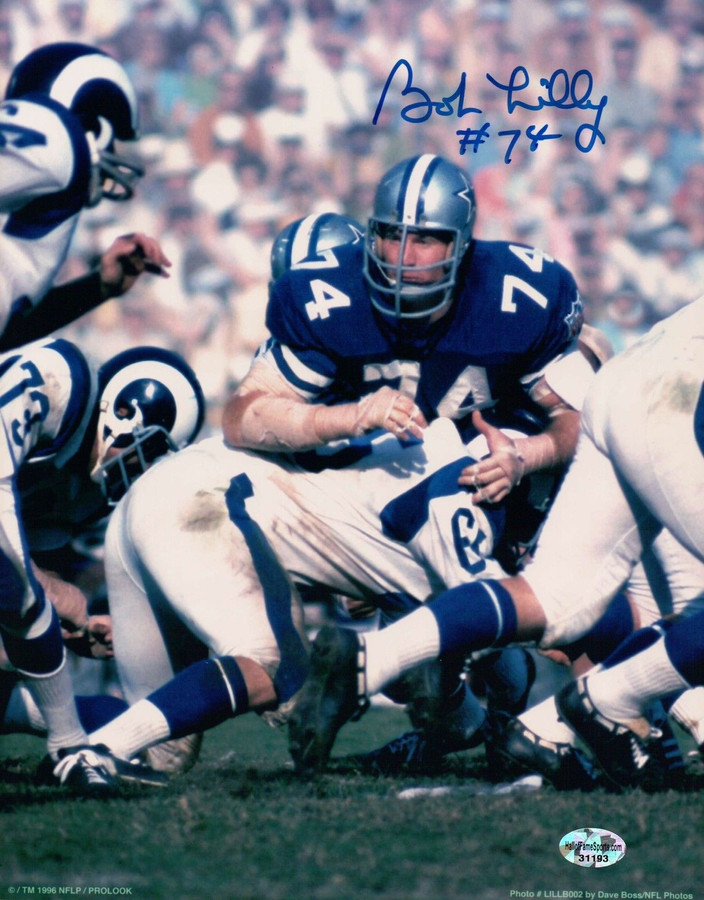 Bob Lilly Signed 8X10 Photo Autograph Cowboys "#74" Action Shot Auto COA