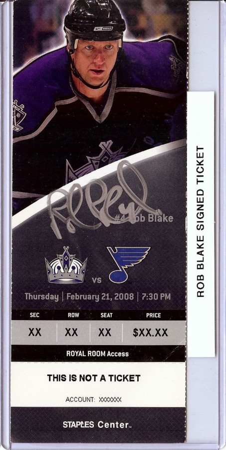Rob Blake Signed Autographed Season Ticket Stub Kings 2-21-08 JSA AX25403