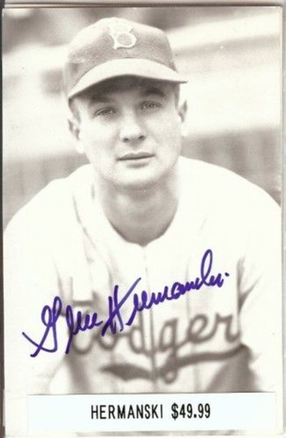 Gene Hermanski Signed Vintage Postcard Auto Autograph