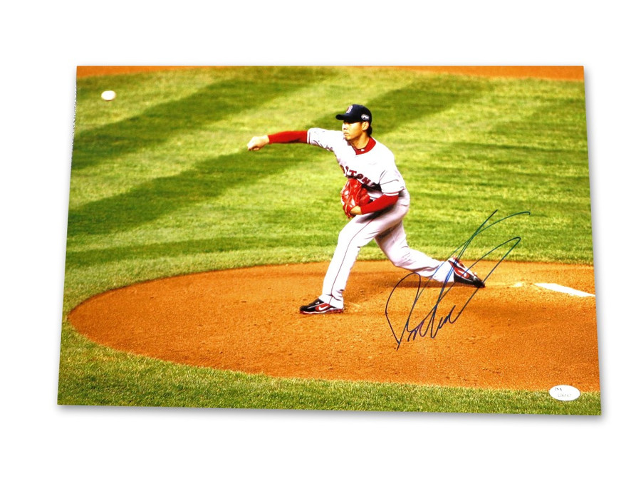 Daisuke Matsuzaka Signed Autographed 12X18 Photo Red Sox Pitching JSA L06167