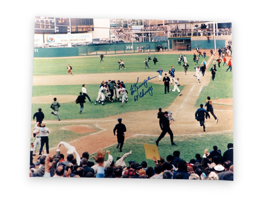 Ed Kranepool Autographed 16X20 Photo Mets WS Celebration "69 Champs" JSA AX25302