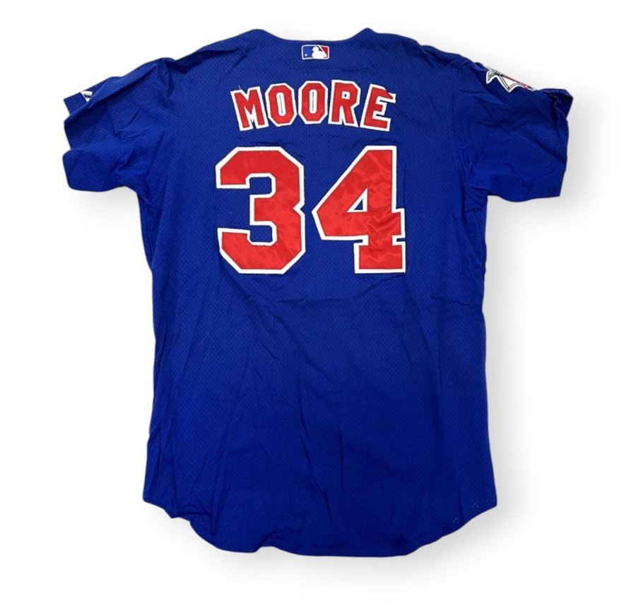 Scott Moore Unsigned On Field Baseball Jersey Chicago Cubs Blue #34