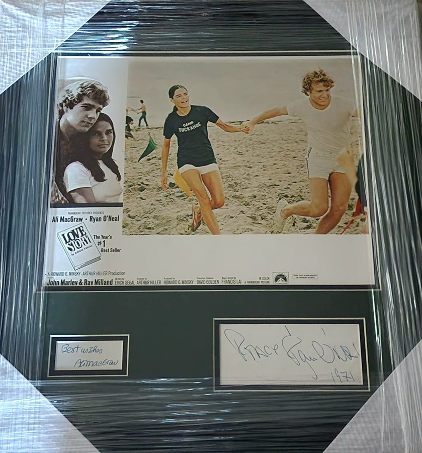 Love Story Signed Cast Autographed Cuts Ali MacGraw Ryan O'Neal Framed JSA