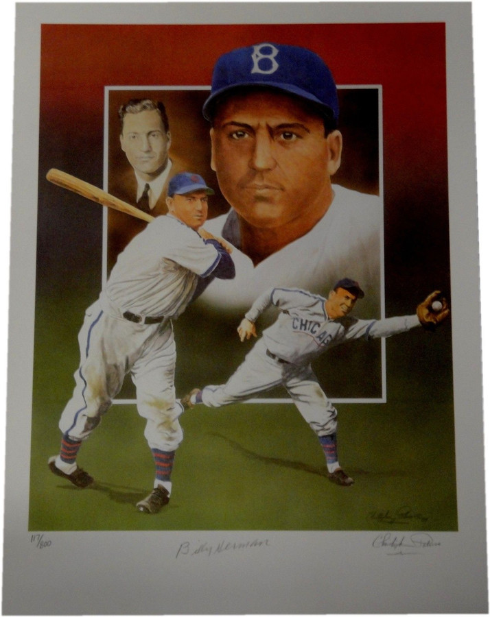 Billy Herman 18x24 Hand Signed Poster Print Photo Chicago Cubs COA
