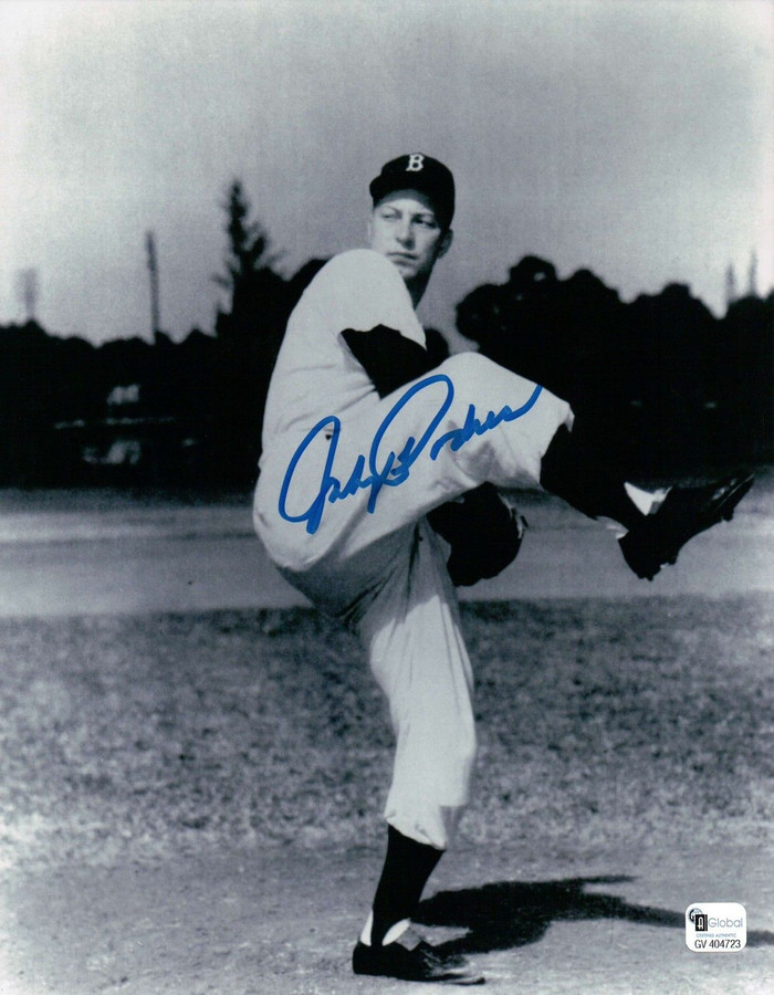 Johnny Podres Signed 8X10 Photo Autograph Dodgers Pose One Leg B/W Auto GAI COA