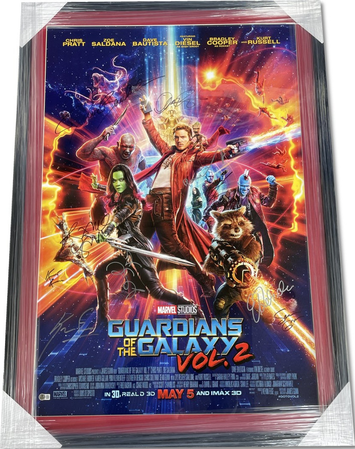 Guardians Of The Galaxy Vol. 2 Signed Cast Poster Pratt Saldana +8