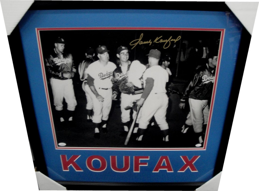 Sandy Koufax Signed Auto 16X20 Photo Framed After Game celebration Gold Ink JSA