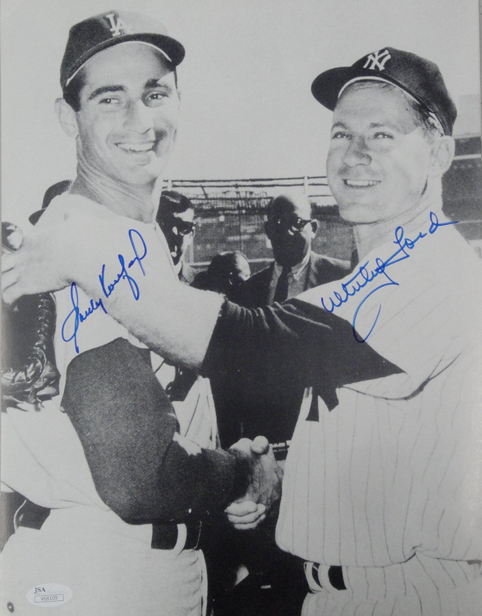 Sandy Koufax Whitey Ford Dual Signed Autographed 11X14 Dodgers Yankees Photo JSA