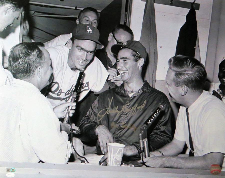 Sandy Koufax Vin Scully Dual Autographed 16X20 Photo Dodgers Legends OA 8417680