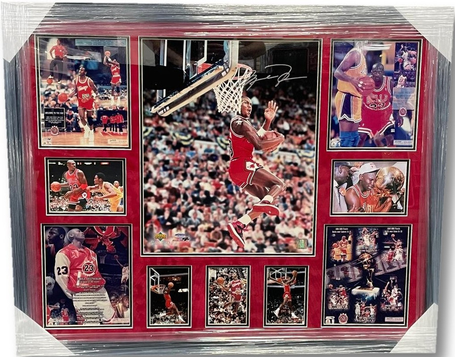 Michael Jordan Signed Autographed 16x20 Photo Dunking Bulls UDA Upper Deck