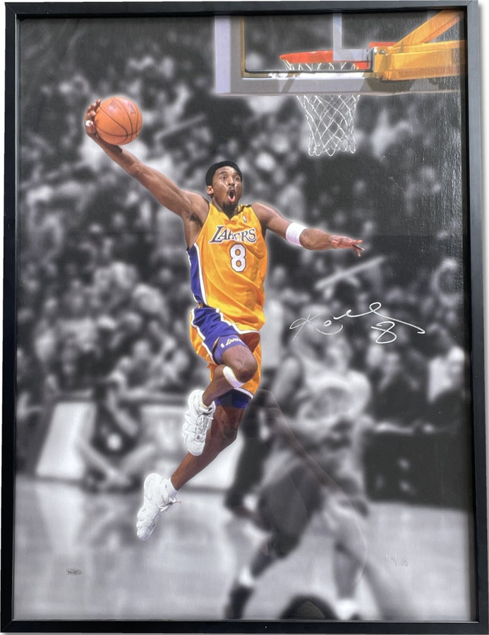 Kobe Bryant Hand Signed Autographed 32x24 Canvas 43/108 Framed UDA BAH08267