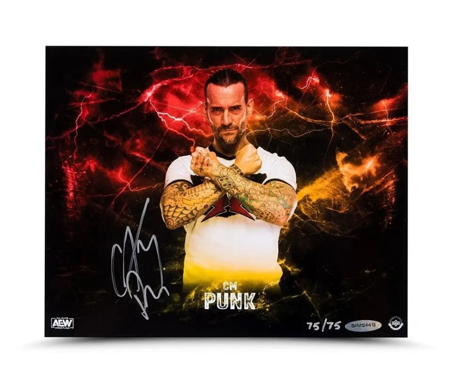 CM Punk Signed Autographed 8x10 Photo Power AEW All Elite Wrestling Champ UDA /75