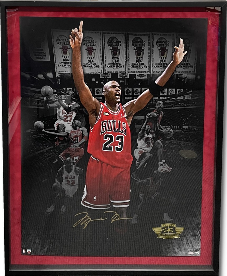 Michael Jordan Signed Auto 35x45 Photo "6 Banner Pose" 25th Anniversary 5/98 UDA