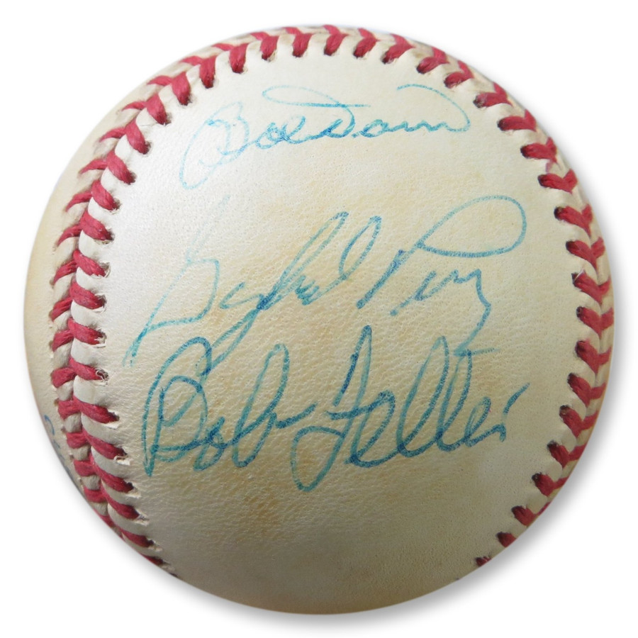 Bobby Doerr Gaylord Perry Bob Feller 3X Autographed AL Baseball UDA BAA39853