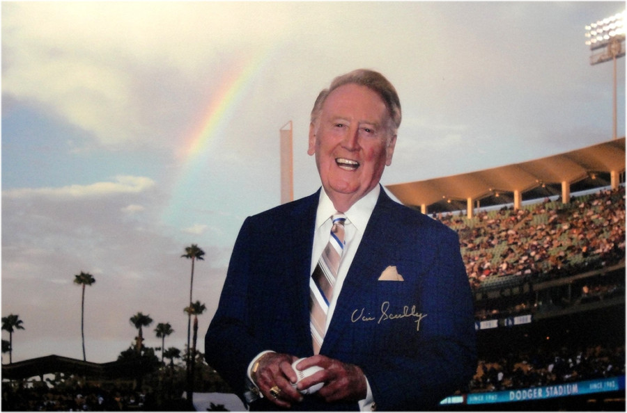 Vin Scully Hand Signed Auto 22X34 MLB Stunning Rainbow Canvas Dodgers JSA
