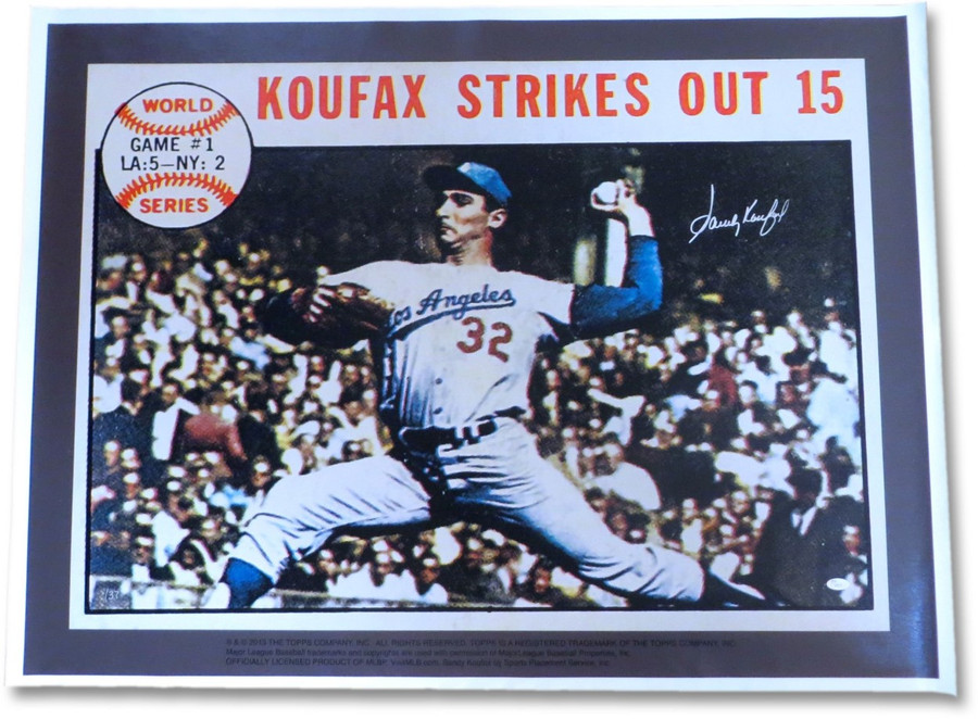 Sandy Koufax Autographed 31X42 Unstretched Canvas Dodgers World Series #/37 JSA