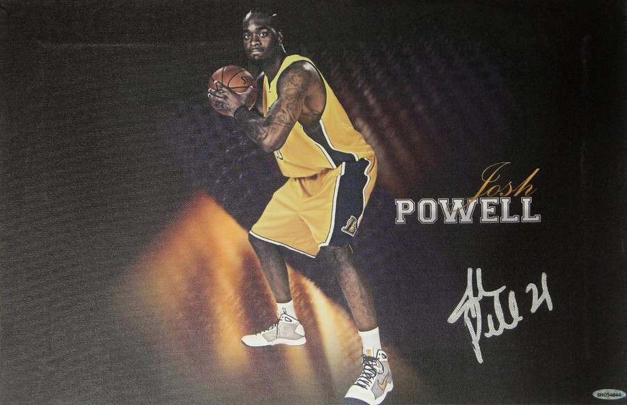Josh Powell Hand Signed Autographed 13x20 Canvas Los Angeles Lakers W/ Ball UDA