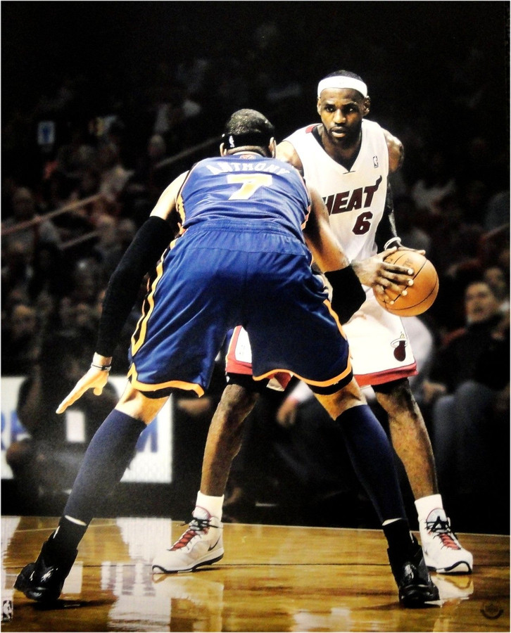 Lebron James UNSIGNED 16x20 Photo VS Carmelo Anthony Miami Heat VS Knicks UDA