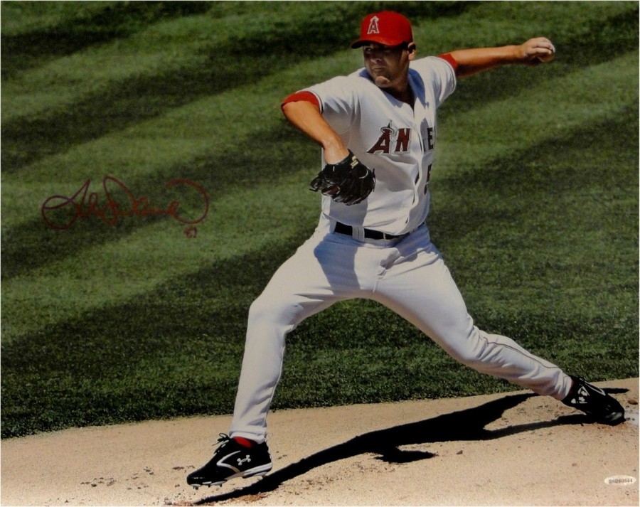 Joe Saunders Hand Signed Autographed 16x20 Anaheim Angels Photo Pitching UDA 265