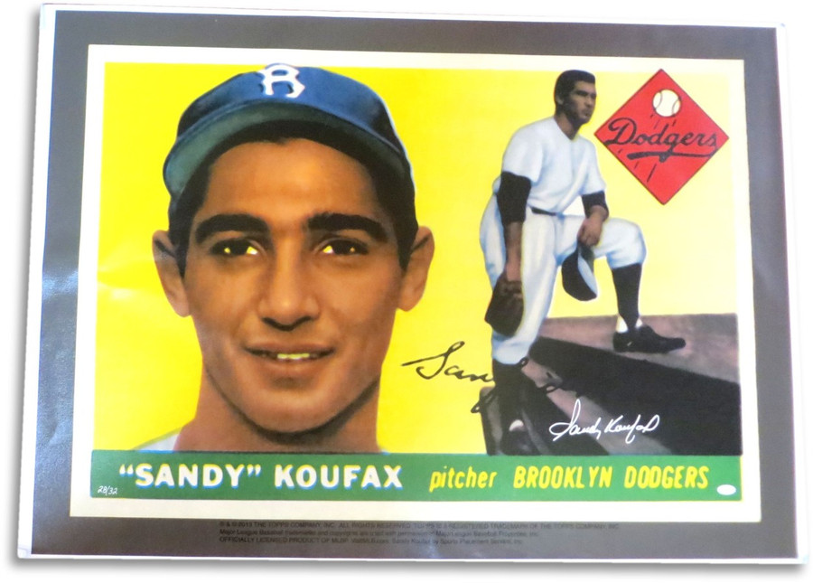 Sandy Koufax Signed Auto 30X44 Canvas 1955 Topps Rookie Blow Up of Card #/32 JSA