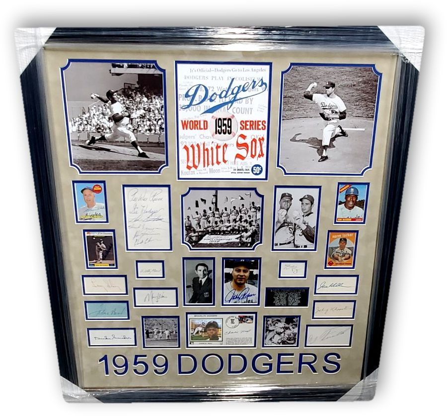 Sandy Koufax Don Drysdale Gil Hodges Pee Wee Reese +++ 1959 World Series Framed