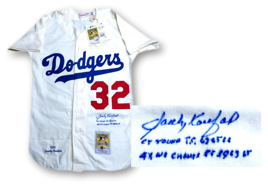 Sandy Koufax Signed Autograph Jersey Dodgers "Cy Young 4X WS Champ" BAS 1W343276