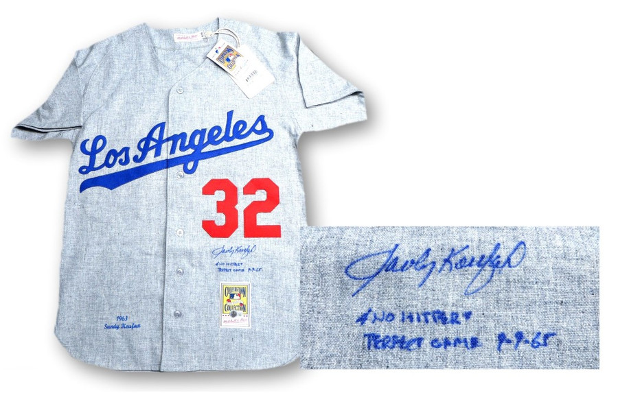 Sandy Koufax Autographed Jersey Dodgers "4X No Hitter Perfect Game" BAS 1W343275
