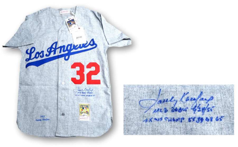 Sandy Koufax Autographed Jersey Dodgers "MLB Debut 4X WS Champ" BAS 1W343274