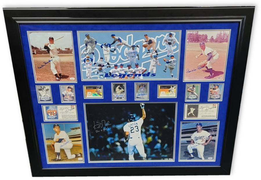 Sandy Koufax Don Drysdale Hershiser +12 Signed Collage Los Angeles Dodgers Frame