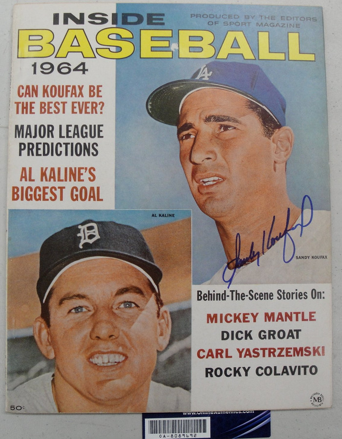Sandy Koufax Signed Autograph Baseball Inside Sports Magazine 1964 OA 8089692