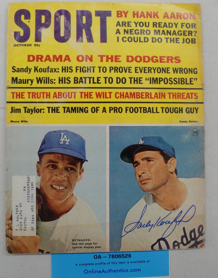 Sandy Koufax Hand Signed Autographed Baseball Sports Magazine 1965 OA 7086526