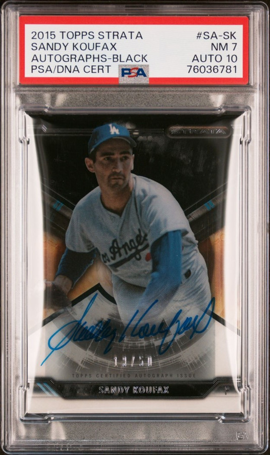 Sandy Koufax 2015 Topps Strata Black Autograph PSA 7 /10 Dodgers #SA-SK 13/50