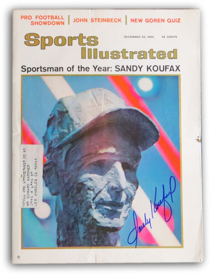 Sandy Koufax Autographed Sports Illustrated Magazine 12/20/65 Dodgers OA 8089745
