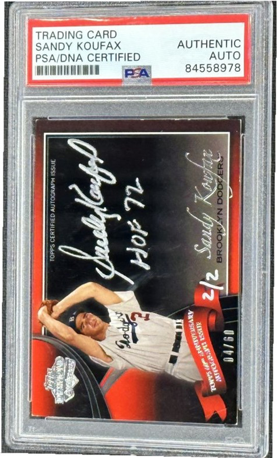 Sandy Koufax 2011 Topps Diamond Anniversary 60th Edition PSA 10 Auto #60A-SK 2/2