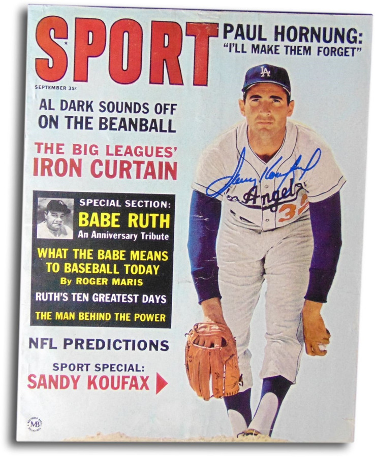 Sandy Koufax Signed Autographed 1963 Sport Magazine Dodgers Blue Ink JSA AA84573