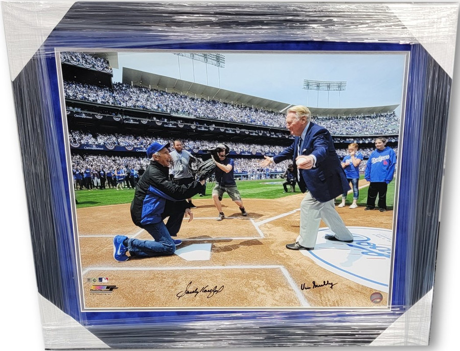 Vin Scully Sandy Koufax Signed Autograph 20x24 Photo Dodgers Stadium FRAMED MLB