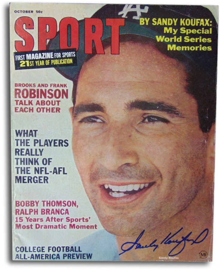 Sandy Koufax Team 1966 Sport Magazine Dodgers Blue Ink JSA AA84572